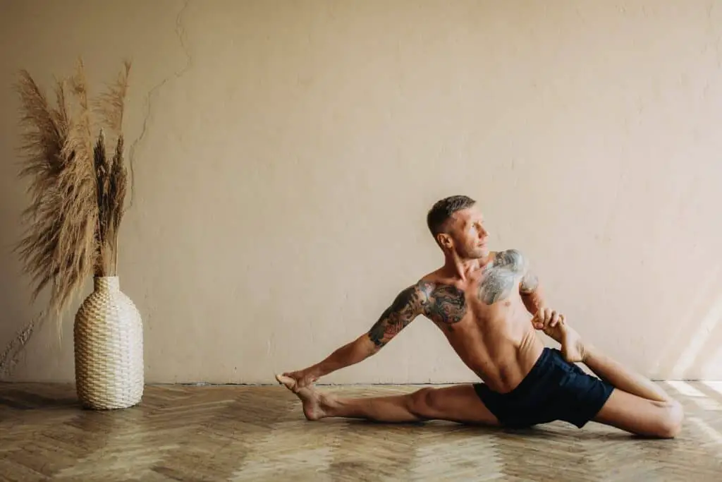 a man is playing yoga with beautiful shape